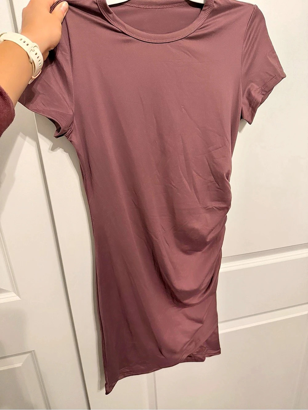 Purple mauve  Ruched Mini Dress in Purple